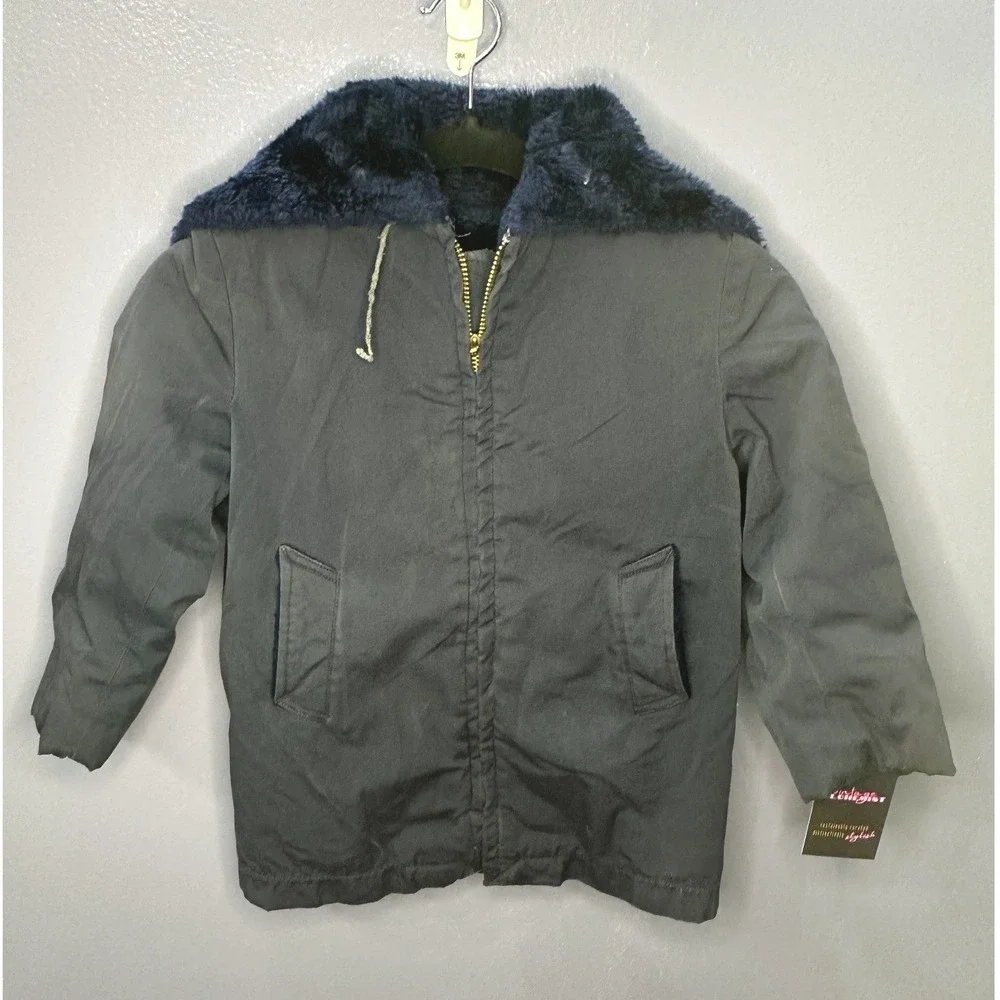 1970s Mighty-Mac Kids Winter Jacket Navy Pile Lined Talon Zip USA Vintage Rare 7